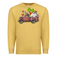 Antique Gold happy easter pink truck with bunny Premium Sweatshirt - RanaPortraitStore
