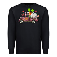 Black happy easter pink truck with bunny Premium Sweatshirt - RanaPortraitStore