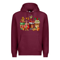 Burgundy christmas cookie coffee cups Premium Hoodie - AdoDesignShop