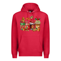 Cardinal christmas cookie coffee cups Premium Hoodie - AdoDesignShop