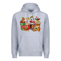 Heather Grey christmas cookie coffee cups Premium Hoodie - AdoDesignShop
