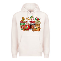 Pale Pink christmas cookie coffee cups Premium Hoodie - AdoDesignShop