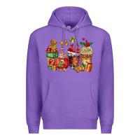 Purple christmas cookie coffee cups Premium Hoodie - AdoDesignShop