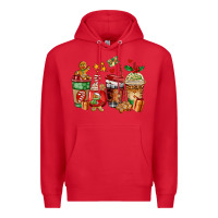 Red christmas cookie coffee cups Premium Hoodie - AdoDesignShop