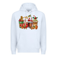 White christmas cookie coffee cups Premium Hoodie - AdoDesignShop