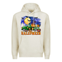 Oatmeal Heather halloween truck Premium Hoodie - AdoDesignShop