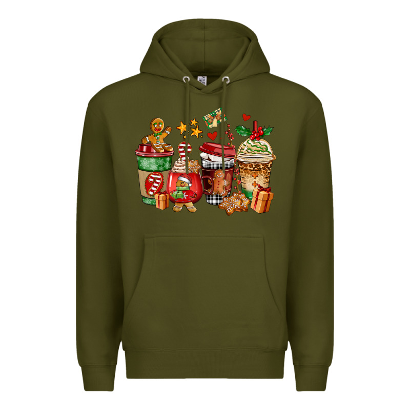 Christmas Cookie Coffee Cups Premium Hoodie by AdoDesignShop | Teevron