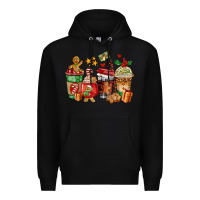 Black christmas cookie coffee cups Premium Hoodie - AdoDesignShop