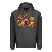 Charcoal Heather christmas cookie coffee cups Premium Hoodie - AdoDesignShop