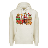 Oatmeal Heather christmas cookie coffee cups Premium Hoodie - AdoDesignShop