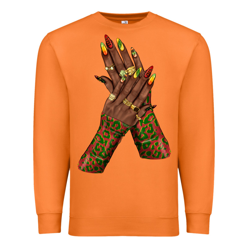 Juneteenth Nail Art With Afro Hand Premium Sweatshirt by texasbilliewilder | Teevron