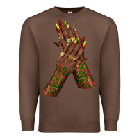 Chestnut juneteenth nail art with afro hand Premium Sweatshirt - texasbilliewilder