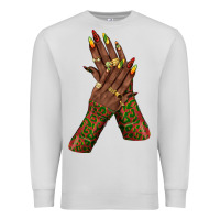 Dove Grey juneteenth nail art with afro hand Premium Sweatshirt - texasbilliewilder