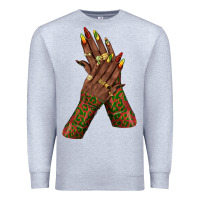 Heather Grey juneteenth nail art with afro hand Premium Sweatshirt - texasbilliewilder