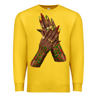Lemon juneteenth nail art with afro hand Premium Sweatshirt - texasbilliewilder