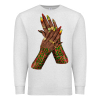 Oatmeal Heather juneteenth nail art with afro hand Premium Sweatshirt - texasbilliewilder