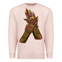 Pale Pink juneteenth nail art with afro hand Premium Sweatshirt - texasbilliewilder