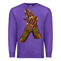 Purple juneteenth nail art with afro hand Premium Sweatshirt - texasbilliewilder