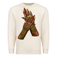 Sandshell juneteenth nail art with afro hand Premium Sweatshirt - texasbilliewilder