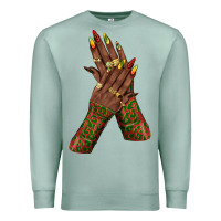 Seafoam juneteenth nail art with afro hand Premium Sweatshirt - texasbilliewilder
