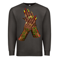 Smoke juneteenth nail art with afro hand Premium Sweatshirt - texasbilliewilder