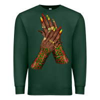Sports Green juneteenth nail art with afro hand Premium Sweatshirt - texasbilliewilder