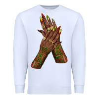 White juneteenth nail art with afro hand Premium Sweatshirt - texasbilliewilder