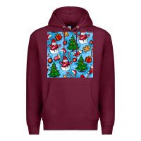 Burgundy christmas trees and snow seamless pattern Premium Hoodie - BundleAndBundleShop