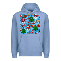 Colony Blue christmas trees and snow seamless pattern Premium Hoodie - BundleAndBundleShop