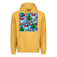 Mustard christmas trees and snow seamless pattern Premium Hoodie - BundleAndBundleShop