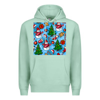 Seafoam christmas trees and snow seamless pattern Premium Hoodie - BundleAndBundleShop