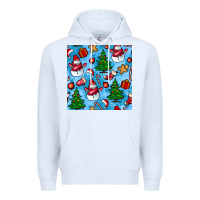 White christmas trees and snow seamless pattern Premium Hoodie - BundleAndBundleShop