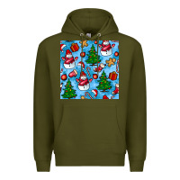 Army Green christmas trees and snow seamless pattern Premium Hoodie - BundleAndBundleShop