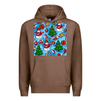Chestnut christmas trees and snow seamless pattern Premium Hoodie - BundleAndBundleShop