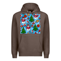 Coffee christmas trees and snow seamless pattern Premium Hoodie - BundleAndBundleShop