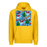 Lemon christmas trees and snow seamless pattern Premium Hoodie - BundleAndBundleShop