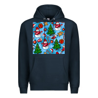 Navy christmas trees and snow seamless pattern Premium Hoodie - BundleAndBundleShop