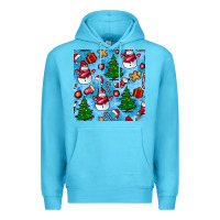 Ocean Blue christmas trees and snow seamless pattern Premium Hoodie - BundleAndBundleShop