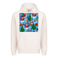Pale Pink christmas trees and snow seamless pattern Premium Hoodie - BundleAndBundleShop