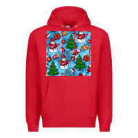 Red christmas trees and snow seamless pattern Premium Hoodie - BundleAndBundleShop