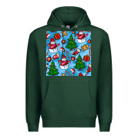 Sports Green christmas trees and snow seamless pattern Premium Hoodie - BundleAndBundleShop