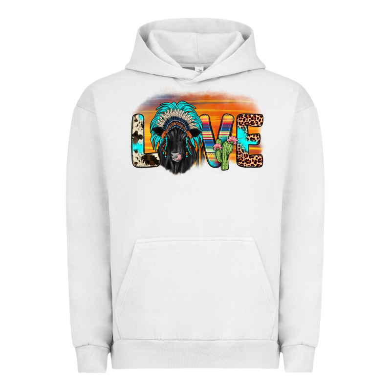 Love Black Angus Indian Headdress Urban Hoodie by JahusDesignShop | Teevron