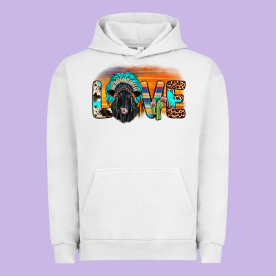 Love Black Angus Indian Headdress Urban Hoodie Designed By Jahusdesignshop
