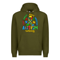Army Green love support accept understand autism awareness Premium Hoodie - Artiststas