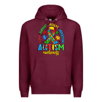 Burgundy love support accept understand autism awareness Premium Hoodie - Artiststas
