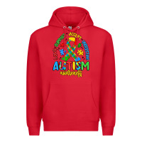 Red love support accept understand autism awareness Premium Hoodie - Artiststas