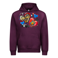 Mauve Wine western leopard  police hearts Urban Hoodie - AdoDesignShop