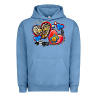 Pigment Pebble Blue western leopard  police hearts Urban Hoodie - AdoDesignShop
