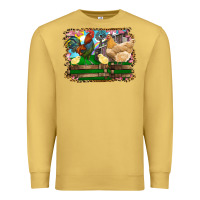Antique Gold Happy easter rooster chicken and chick Premium Sweatshirt - RanaPortraitStore