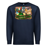 Navy Happy easter rooster chicken and chick Premium Sweatshirt - RanaPortraitStore
